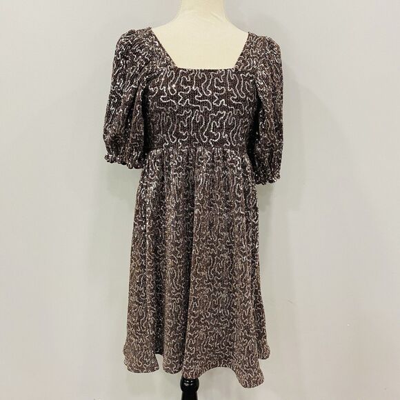 Anthropologie Moon River XS Sequin Sparkle Baby Doll Holiday New Year Mini Dress - Picture 1 of 16